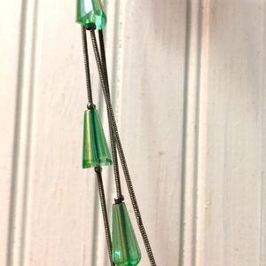 Charming Charlie green beaded and silver necklace with matching earrings